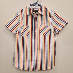 Tommy Hilfiger NWOT 100% Cotton Striped Short Sleeve Button Down XS